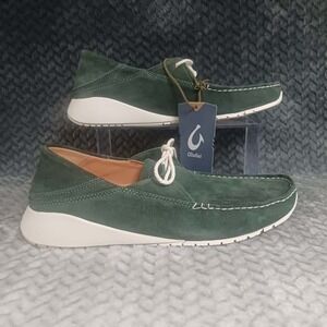 Olukai KA'A Driver Loafer Slip-on Green Shoes Italian Suede Leather Size 9.5
